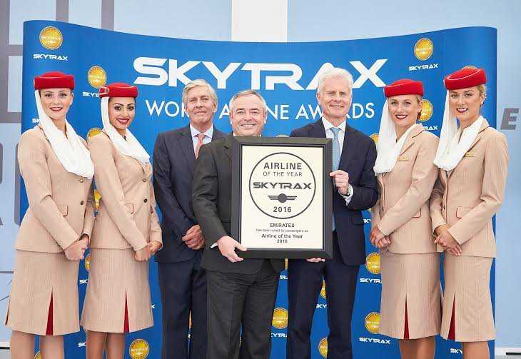 Emirates elegida como la Mejor Línea Aérea del Mundo en los premios Skytrax 2016