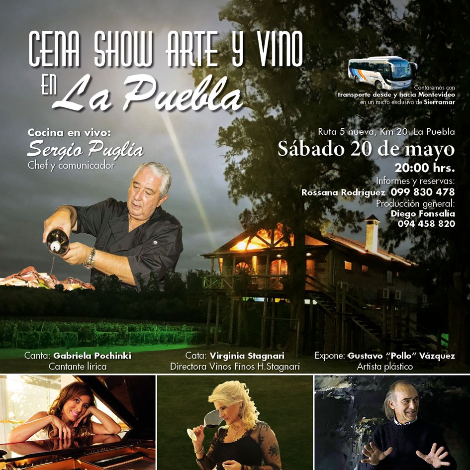 Sábado 20 de Mayo: Cena Show Arte y Vino en La Puebla