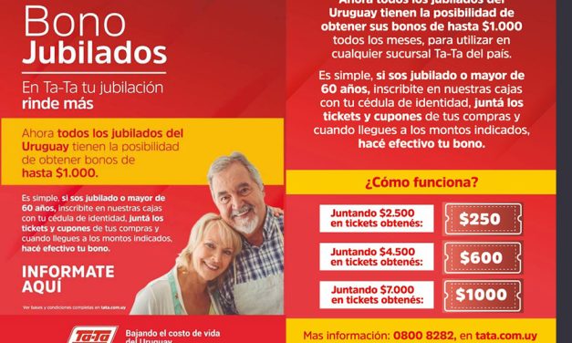 <strong>Ta-Ta lanza “BONO JUBILADOS” en todo el país, apoyando a miles de uruguayos</strong>